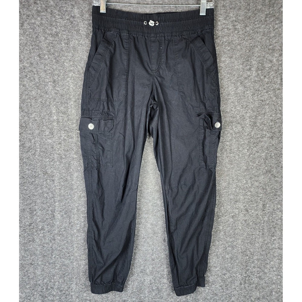 Calvin Klein Jogger Pants Womens XS Performance Black Cargo Cotton EUC